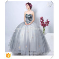 Grey Floral Long Ball Gown Dress Elegant Evening Formal Dress Off Shoulder in Plus Size Dress for Woman